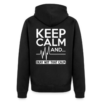 Keep calm and…not that calm funny nurse heartbeat - Unisex Premium Bio Zip Hoodie - Schwarz - Hinten - Nico (187cm)