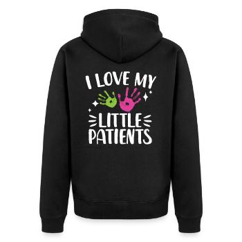 I love my little patients - Unisex Premium Bio Zip Hoodie - Schwarz - Hinten - Nico (187cm)