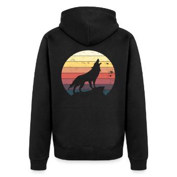 Loup hurlant sur cadeau de montagne - Veste à capuche bio Premium Unisexe - noir - Dos - Nico (187cm)