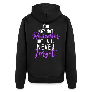 You may not remember but I will never forget - Unisex Premium Organic Zip Hoodie - black - Back - Nico (187cm)