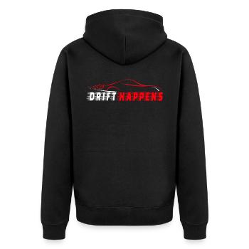 DRIFT HAPPENS - Motorsport drifting - Unisex Premium Organic Zip Hoodie - black - Back - Nico (187cm)