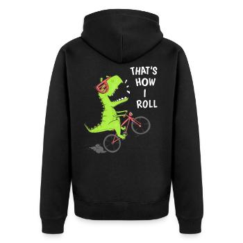 Funny MTB tee - Unisex Premium Organic Zip Hoodie - black - Back - Nico (187cm)