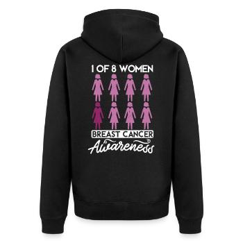 1 of 8 women breast cancer awareness - Unisex Premium Bio Zip Hoodie - Schwarz - Hinten - Nico (187cm)