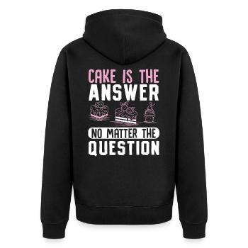 Cake is the answer no matter the question Baker - Unisex Premium Bio Zip Hoodie - Schwarz - Hinten - Nico (187cm)