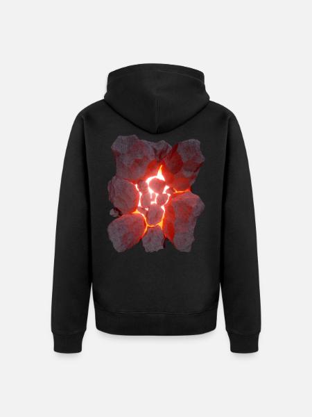 Volcano 3D effect Glowing lava - Unisex Premium Organic Zip Hoodie - black