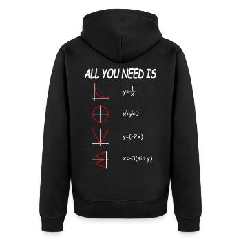All you need is Math - Unisex Premium Bio Zip Hoodie - Schwarz - Hinten - Nico (187cm)