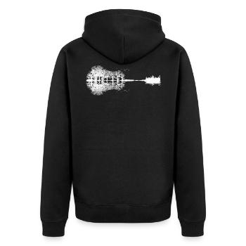 Guitar Skyline Abstract Shirt - Unisex Premium Organic Zip Hoodie - black - Back - Nico (187cm)