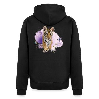 bengalischer Tiger - Unisex Premium Bio Zip Hoodie - Schwarz - Hinten - Nico (187cm)