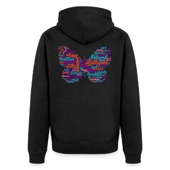 Emma wordcloud butterfly gift for Emma - Unisex Premium Organic Zip Hoodie - black - Back - Nico (187cm)