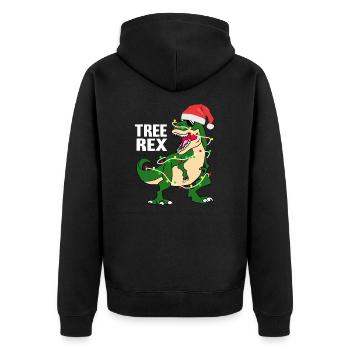 Tree Rex Weihnachten Xmas Dinosaurier Kostüm - Unisex Premium Bio Zip Hoodie - Schwarz - Hinten - Nico (187cm)