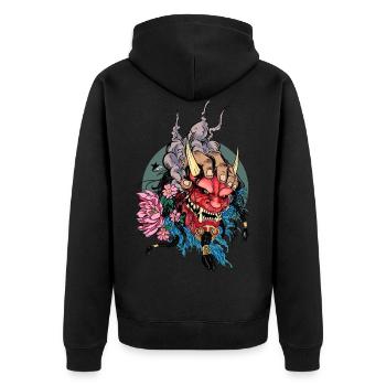 Visage Oni - Veste à capuche bio Premium Unisexe - noir - Dos - Nico (187cm)