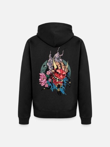 Oni face - Unisex Premium Organic Zip Hoodie - black