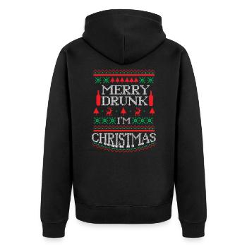 Merry Drunk I'm Christmas - Pull de Noël laid - Veste à capuche bio Premium Unisexe - noir - Dos - Nico (187cm)