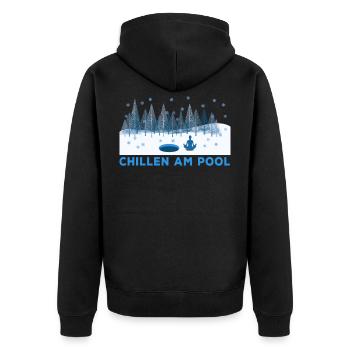 Eisbaden Eisbader Eisschwimmer Meditation Kältebad - Unisex Premium Bio Zip Hoodie - Schwarz - Hinten - Nico (187cm)