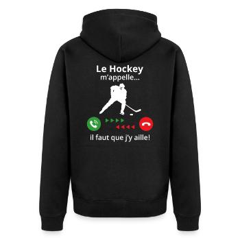 le hockey m'appelle...il faut que j'y aille ! - Veste à capuche bio Premium Unisexe - noir - Dos - Nico (187cm)