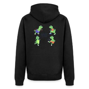 Sportzeit Dinosaurier Sport Team niedlich - Unisex Premium Bio Zip Hoodie - Schwarz - Hinten - Nico (187cm)