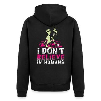 Je ne crois pas aux humains Alien Ufo - Veste à capuche bio Premium Unisexe - noir - Dos - Nico (187cm)