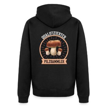 Pilze Sammeln Pilzsammler Steinpilze Waldpilze - Unisex Premium Bio Zip Hoodie - Schwarz - Hinten - Nico (187cm)