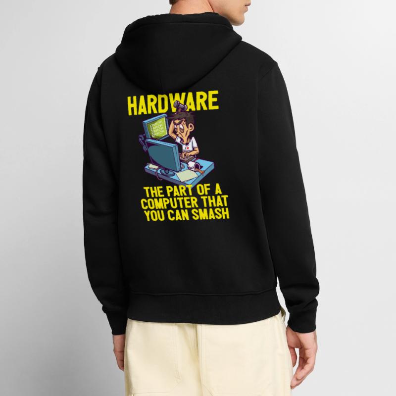 Smash PC Hardware Debugging IT Coder Informatik Unisex Premium Bio Zip Hoodie
