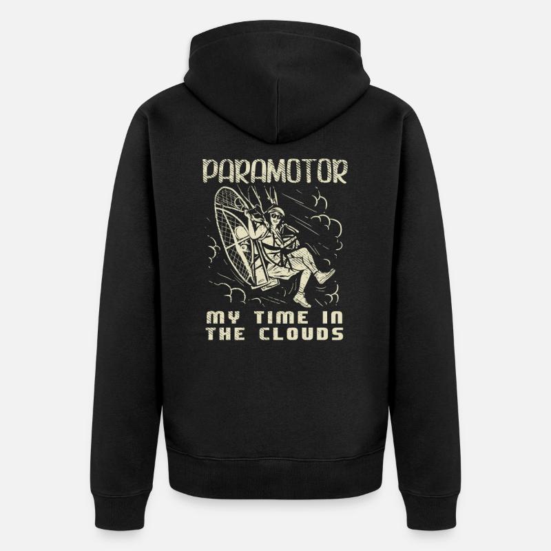 Motorschirm Paramotor Powered Paragliding - Unisex Premium Bio Zip Hoodie - Schwarz