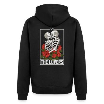 The Lovers Tarot Major Arcana  Card - Unisex Premium Organic Zip Hoodie - black - Back - Nico (187cm)