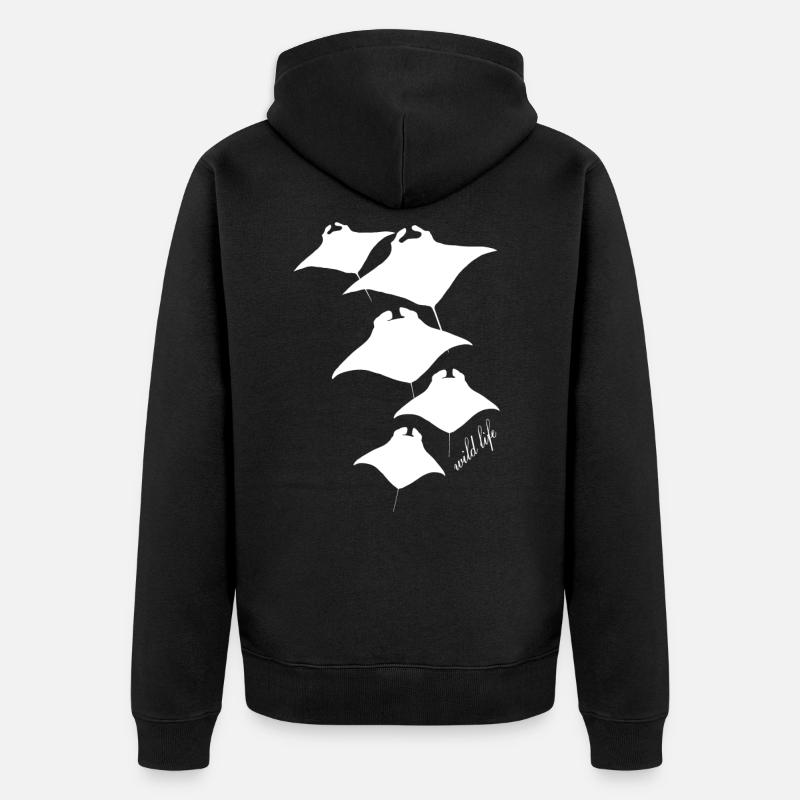 Rochen Wildlife - Unisex Premium Bio Zip Hoodie - Schwarz