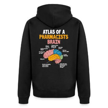 Pharmacists brain Pharmacy Technician Stud - Unisex Premium Organic Zip Hoodie - black - Back - Nico (187cm)