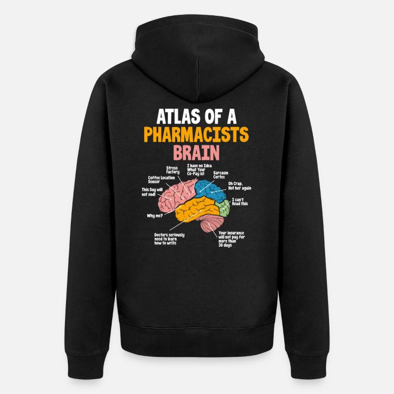 Pharmacists brain Pharmacy Technician Stud - Unisex Premium Organic Zip Hoodie - black