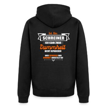 Schreiner - Unisex Premium Bio Zip Hoodie - Schwarz - Hinten - Nico (187cm)