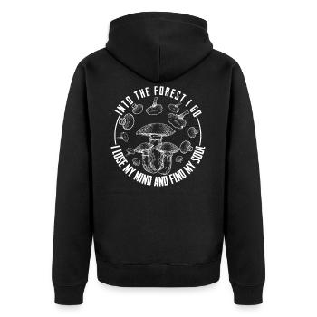 Into the forest I lose my minf and find my soul - Unisex Premium Bio Zip Hoodie - Schwarz - Hinten - Nico (187cm)
