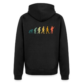 Gitarrenspieler Evolution Retro Gitarrist Gitarre - Unisex Premium Bio Zip Hoodie - Schwarz - Hinten - Nico (187cm)