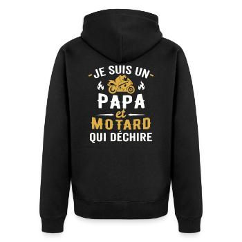 je suis Papa et motard qui déchire - Veste à capuche bio Premium Unisexe - noir - Dos - Nico (187cm)