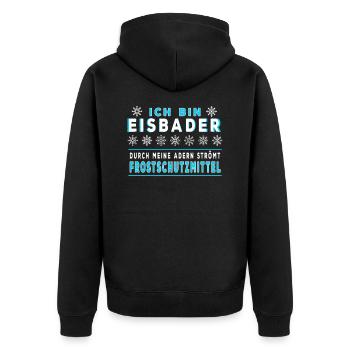 Eisbader Eisbaden Eis schwimmer Kältebad Geschenk - Unisex Premium Bio Zip Hoodie - Schwarz - Hinten - Nico (187cm)