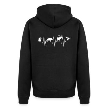 Battement de coeur chasse saison de chasse au cerf de sanglier - Veste à capuche bio Premium Unisexe - noir - Dos - Nico (187cm)