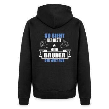 Beste Kleine Bruder - Vatertag Geschenk Familie - Unisex Premium Bio Zip Hoodie - Schwarz - Hinten - Nico (187cm)