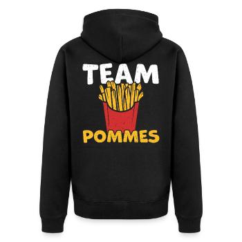 Team Pommes - Pommes Frites - Unisex Premium Bio Zip Hoodie - Schwarz - Hinten - Nico (187cm)