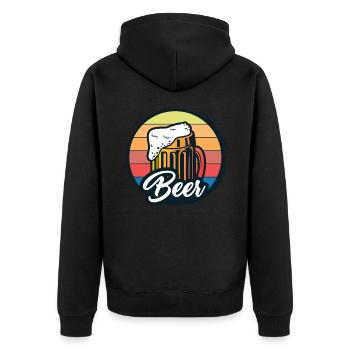 Beer Bier Bierkönig Biertrinker Bierpong Bierspiel - Unisex Premium Bio Zip Hoodie - Schwarz - Hinten - Nico (187cm)