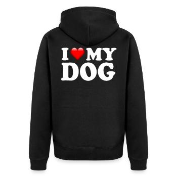J'AIME MON CHIEN - Veste à capuche bio Premium Unisexe - noir - Dos - Nico (187cm)