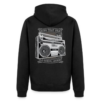Musik Ghettoblaster Boombox Retro vintage - Unisex Premium Bio Zip Hoodie - Schwarz - Hinten - Nico (187cm)