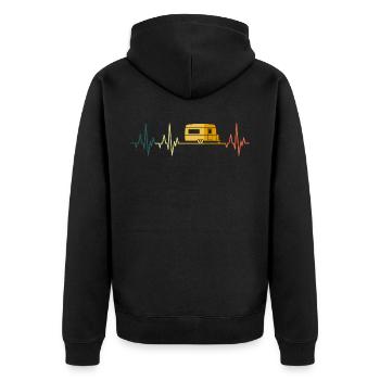 Caravan Heartbeat Camping Camping Retro - Unisex Premium Organic Zip Hoodie - black - Back - Nico (187cm)