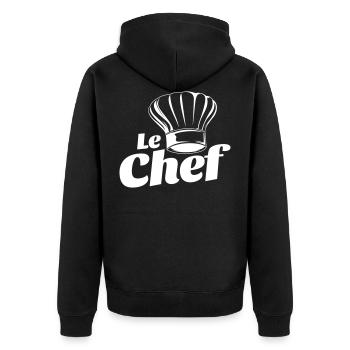 kochmütze cooking chef - Unisex Premium Bio Zip Hoodie - Schwarz - Hinten - Nico (187cm)