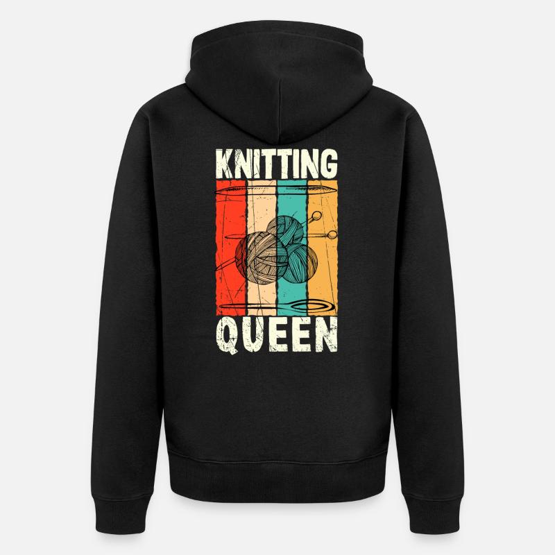 Knitting Queen Knitting - Unisex Premium Bio Zip Hoodie - Schwarz