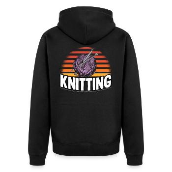 Knitting Knitting - Unisex Premium Organic Zip Hoodie - black - Back - Nico (187cm)