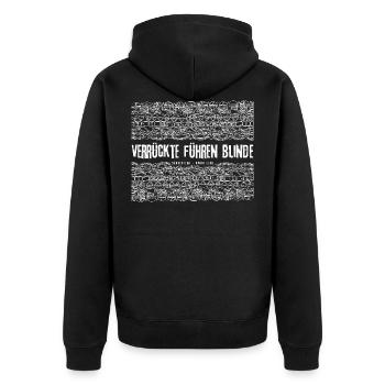 Weisheit - Zitat aus KÖNIG LEAR 2 - Unisex Premium Bio Zip Hoodie - Schwarz - Hinten - Nico (187cm)