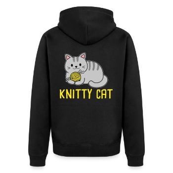 Knitty cat Knitting - Unisex Premium Bio Zip Hoodie - Schwarz - Hinten - Nico (187cm)