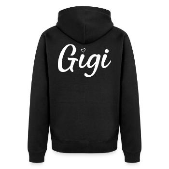 Gigi - Unisex Premium Bio Zip Hoodie - Schwarz - Hinten - Nico (187cm)