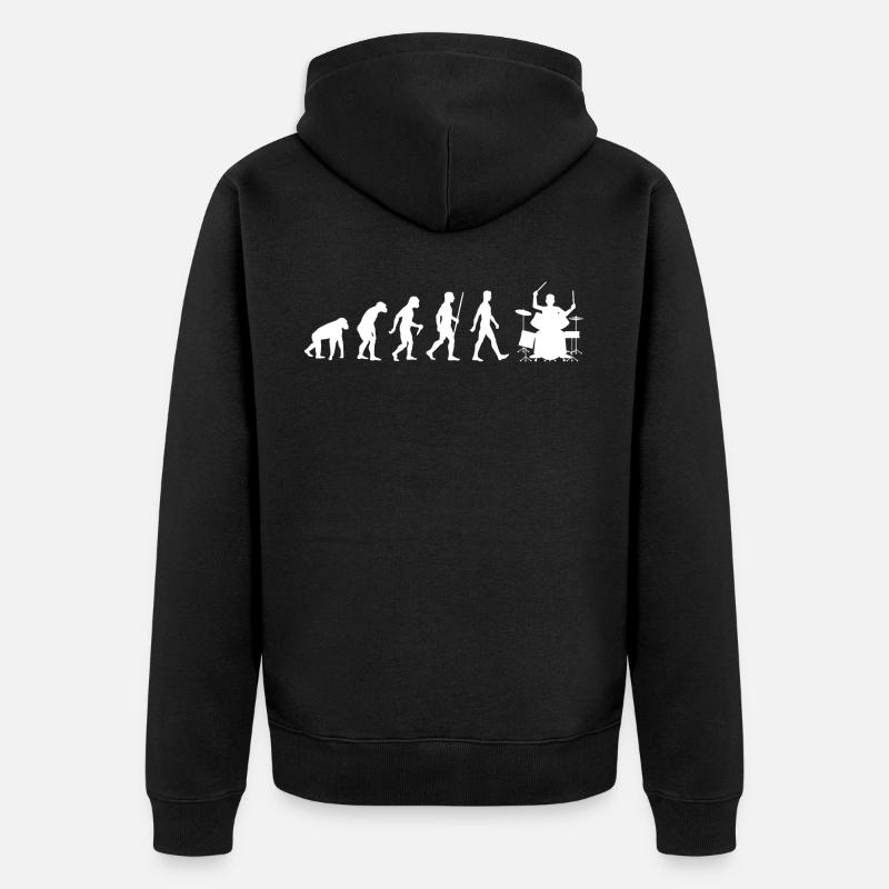 Drums Evolution Drummer Percussionist - Unisex Premium Organic Zip Hoodie - black