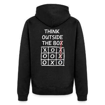 Think Outside The Box - Tik Tak Toe - Unisex Premium Organic Zip Hoodie - black - Back - Nico (187cm)