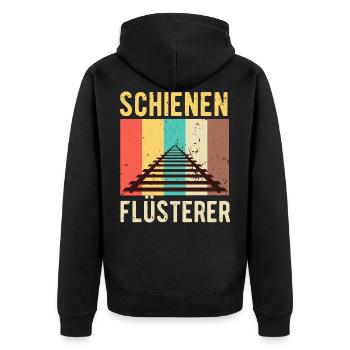 Zug - Unisex Premium Bio Zip Hoodie - Schwarz - Hinten - Nico (187cm)