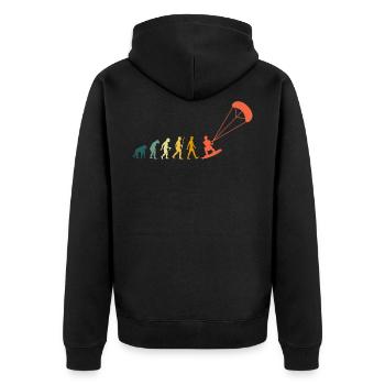 Kitesurfer Evolution Kitesurfen Kiteboarding Retro - Unisex Premium Bio Zip Hoodie - Schwarz - Hinten - Nico (187cm)